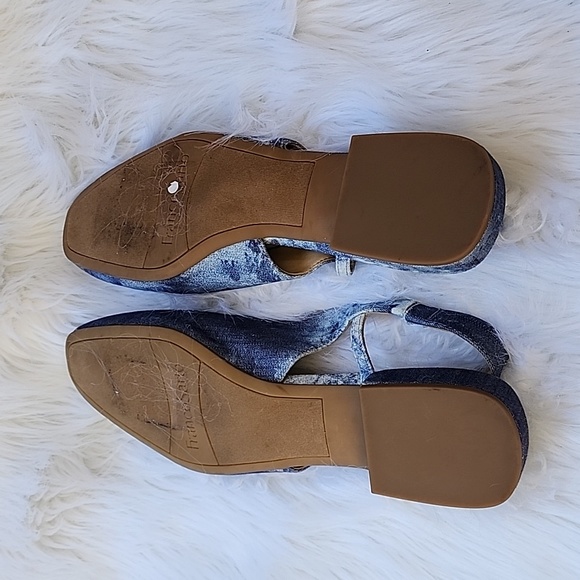 Franco Sarto Blue New Vannie Slingback Pump Square Toe Tie Dye Sandals - Picture 3 of 4